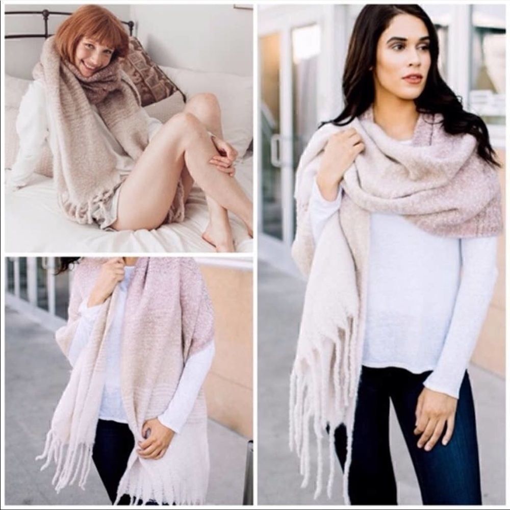 Mer Sea oversized ombré blanket shawl/ scarf.